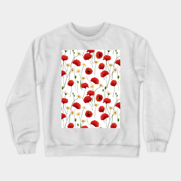 Poppies and daisies Crewneck Sweatshirt by katerinamk